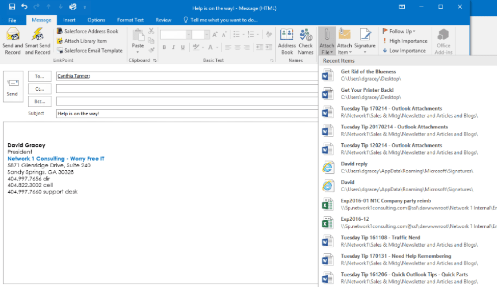 A Quicker Way to Attach Files in Outlook | Network 1 Consulting