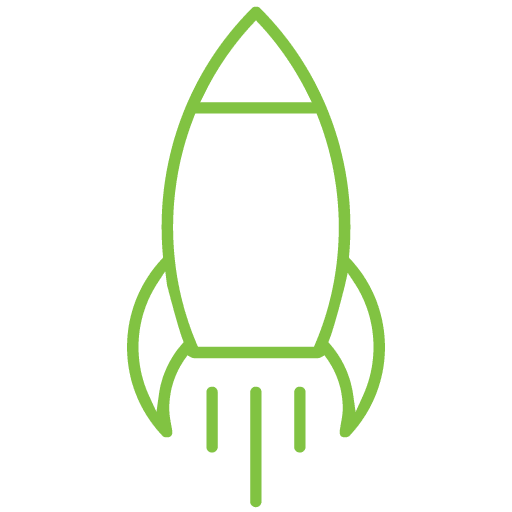 Green rocket launch icon
