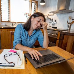 frustrated woman working from home