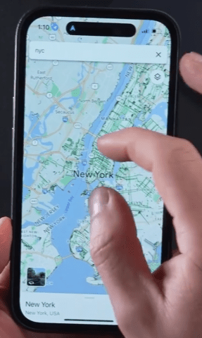 iPhone showing map of NYC