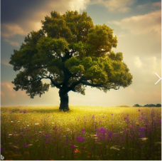 Tree in a field of wildflowers created by Bing Chat
