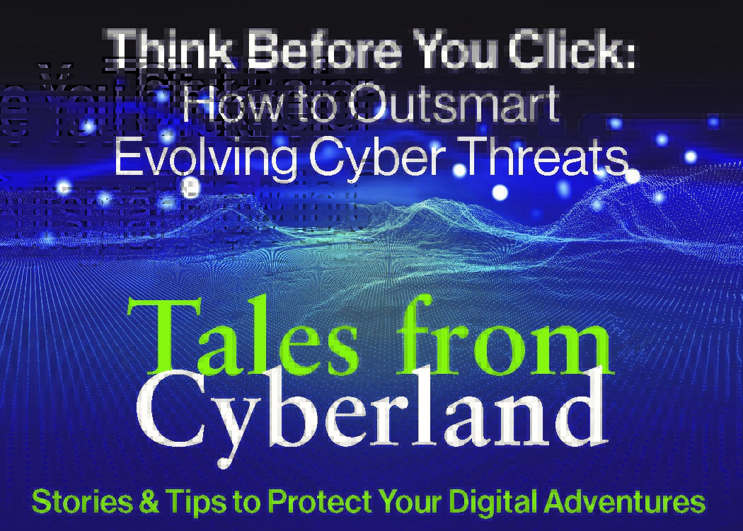 Blue and Green cyber background with Tales from Cyberland 