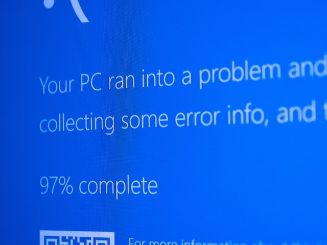 Microsoft blue screen error page.
