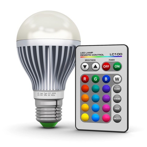 Smart lightbulb with multicolored remote.