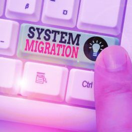 Word writing text System Migration. Business photo showcasing moving from the use of one operating environment to another