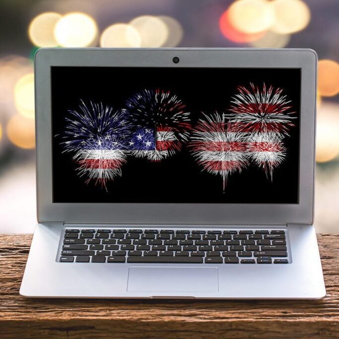 fireworks on a computer screen