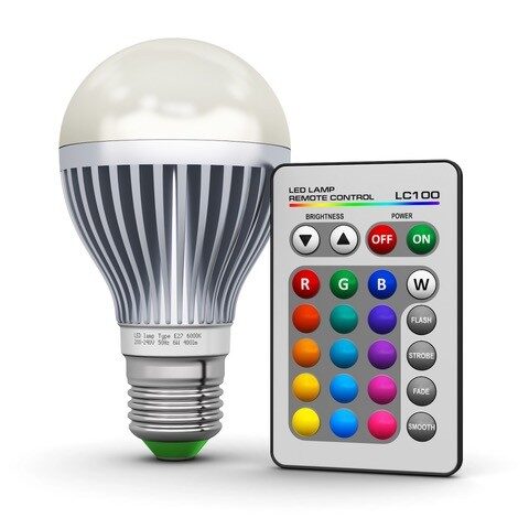 Smart lightbulb with multicolored remote.