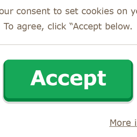 Website cookies accept window